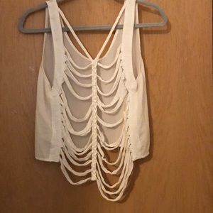 AKIRA Tops - White Cropped Tank Top with Back Out AKIRA Tops - White Cropped Tank Top with Back Out